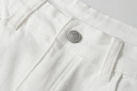 Mens White Jeans Pants Slim Fit Streetwear Distressed Black Denim Overalls Retro Y2k Solid Color Straight-leg Jeans Men Ripped