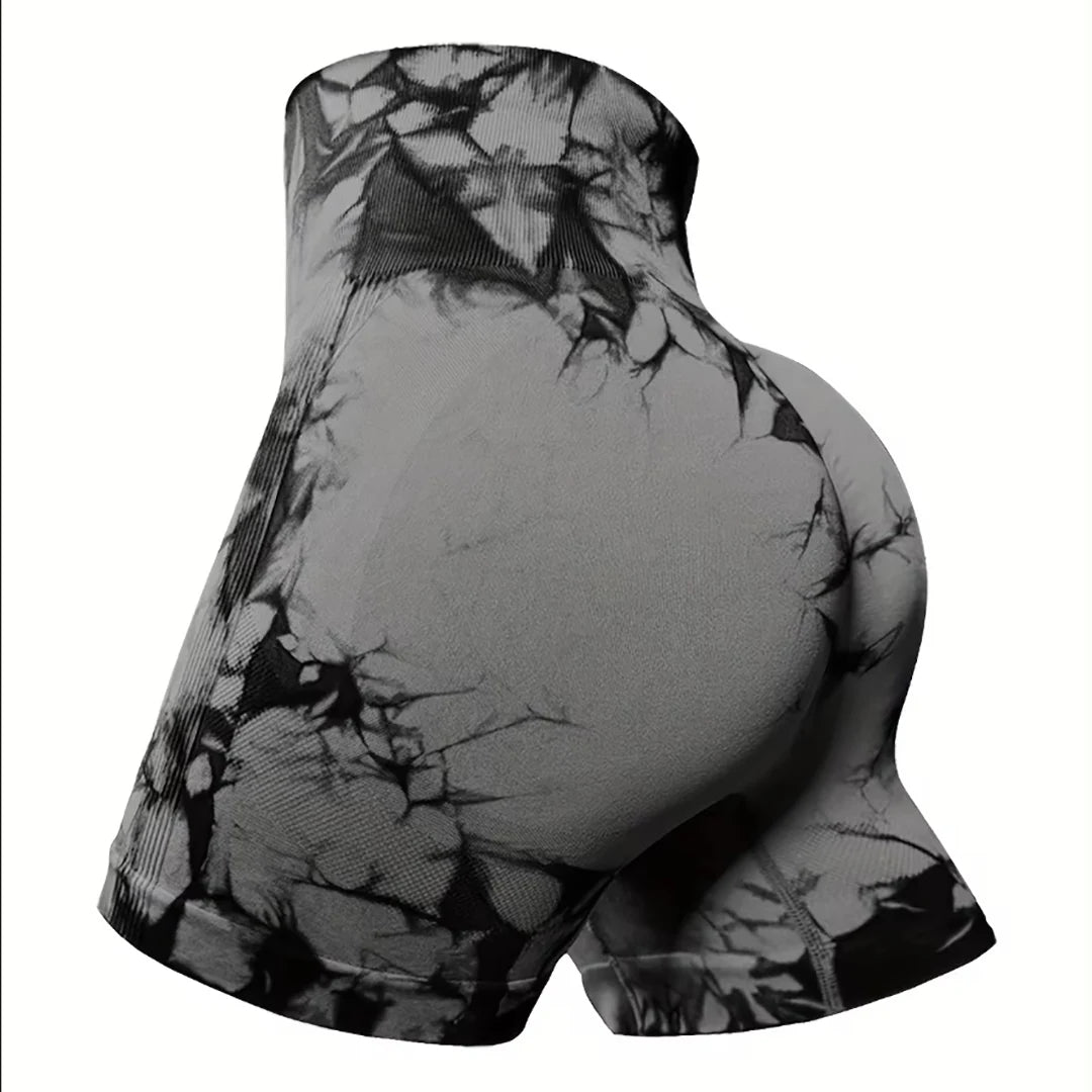 Tie Dye Yoga Shorts Marble Gym Shorts Women Push Up Sports Shorts Women Fitness Tights Breathable High Waist Booty Shorts