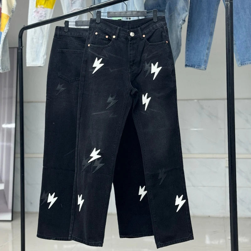 Spring Summer New Fashion Casual Hip Hop Softened Denim Straight Leg Pants High Street Men Women Loose Comfortable Jeans