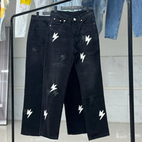 Spring Summer New Fashion Casual Hip Hop Softened Denim Straight Leg Pants High Street Men Women Loose Comfortable Jeans