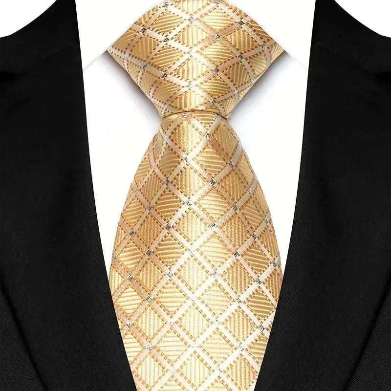 8cm Width Yellow Color Neck Ties For Men Paisley Dots Necktie Handmade Business Formal Tie Suit Accessories Tuxedo Cravat