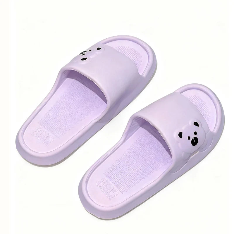 Summer Cartoon Bear Indoor Slippers for Women Lightweight Soft EVA Slides Woman Comfort Home Bathroom Non Slip Slippers