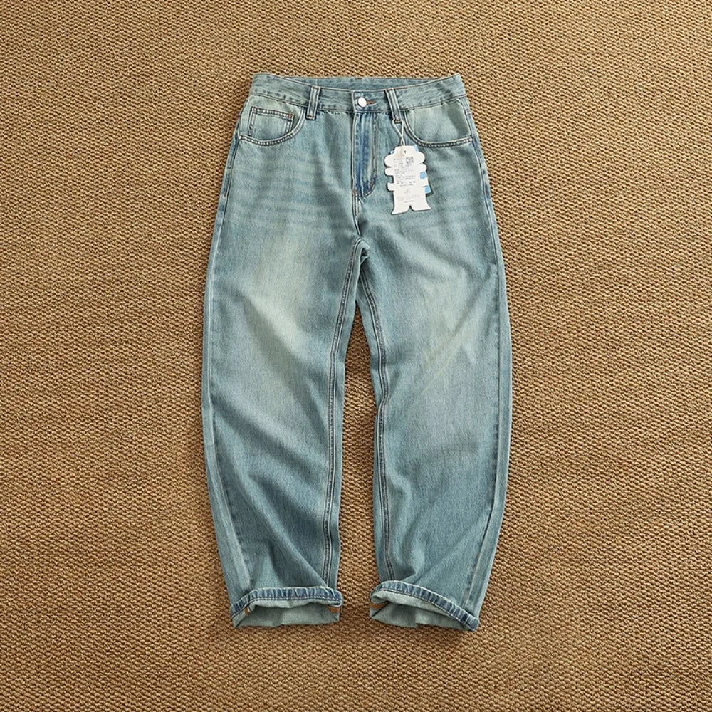 Jeans men's spring and summer thin loose straight tube drop wide leg long pants