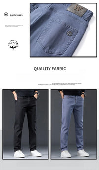 Male Brand Jeans Clothing Light Luxury Stretch Looes Fit Pants Comfortable Soft Business Fashion Straight Casual Denim Trousers