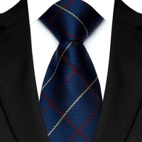 New Design Plaid & Checks 8cm Tie Red Blue Jacqurd Weave Neckties For Men Business Wedding Cravat Accessories Neck Ties Gifts