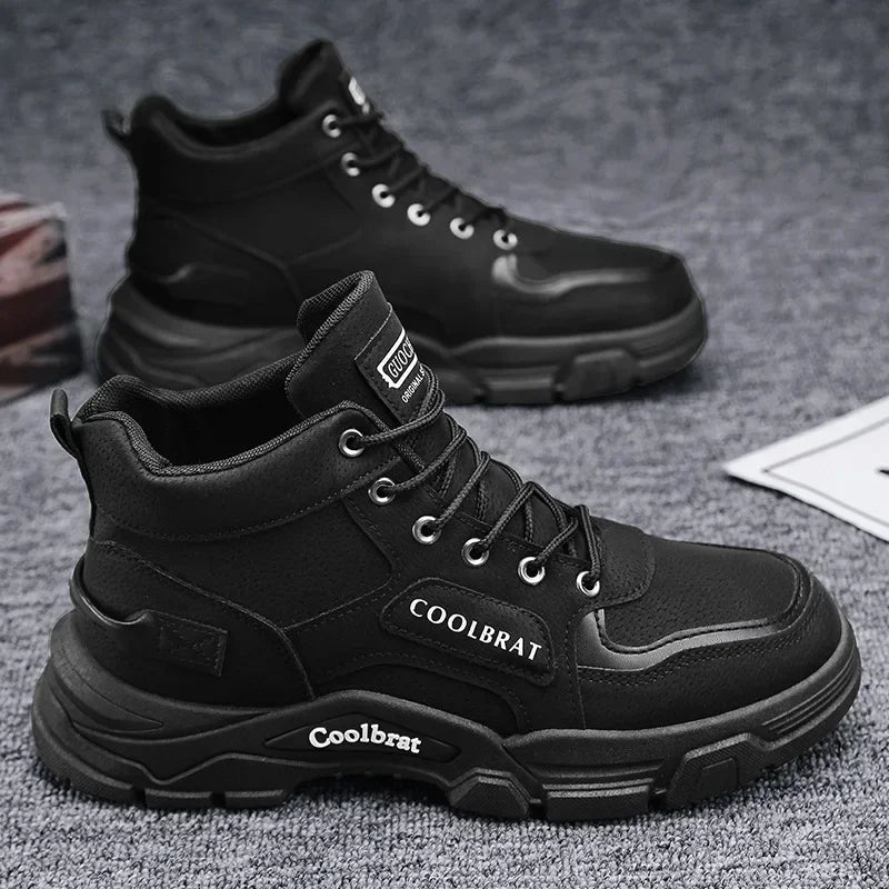 Men Boots Winter High Top Leather Shoes Fashion Cotton Shoes Fashion Ankle Boots Casual Outdoor Shoes Male Sneakers New