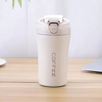 400ml Coffee Cup Stainless Steel Thermos with Straw Double-layer Vacuum Insulated Bounce Cup Portable Travel Car Creative Cup