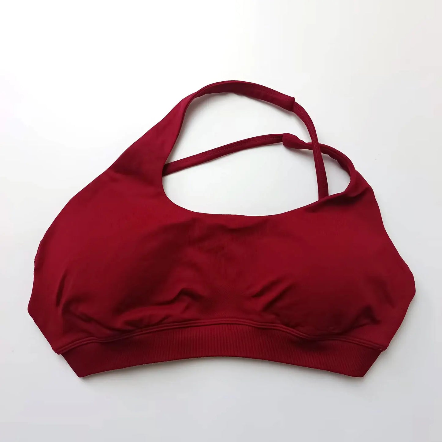 NCLAGEN Asymmetric Sports Bra High Support Backless Gym Top Women Halter Fitness Running Workout Clothes Sexy Seamless Underwear