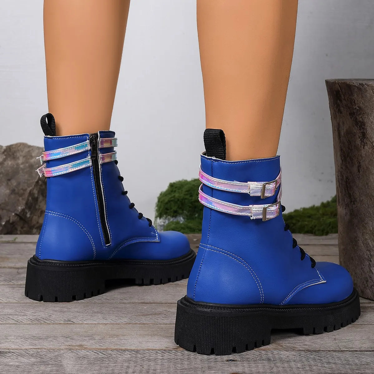 Booties Fashion British Platform Retro Casual Comfort Round Toe Boots for Women