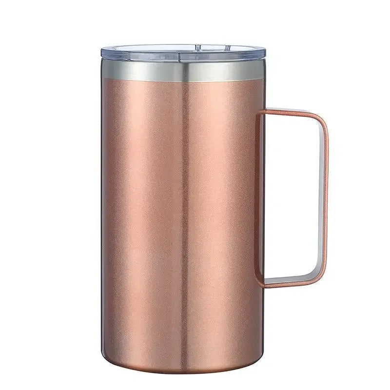 24oz Stainless Steel Insulated Cup Vacuum Thermal Mug Tumbler Coffee Mug Beer Cup with Handle Double Wall Office Vacuum Flasks
