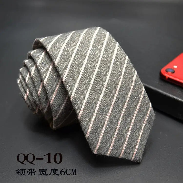 Mens Ties 6cm Classic Cotton Handmade Skinny Neck Ties for Men Striped Narrow Collar Slim Cashmere Tie Casual Plaid Tie For Man