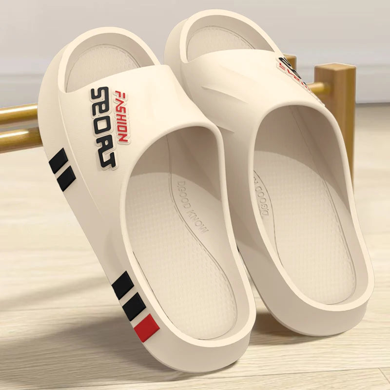 Men's Summer Thong Slippers Thick Bottom Anti-Slip Deodorant EVA Wear-Resistant Breathable Slip-On Sandals