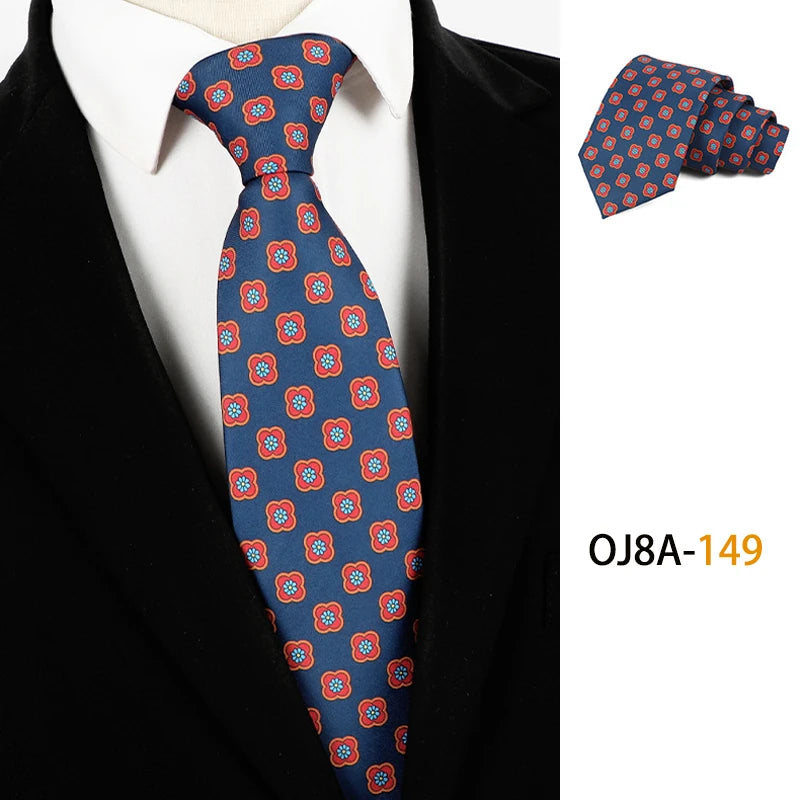 Fashion 8CM Mens Necktie Print Patterns Classic Neck Ties For Man Groom  Handfeel Polyester Necktie Business Wedding Accessories
