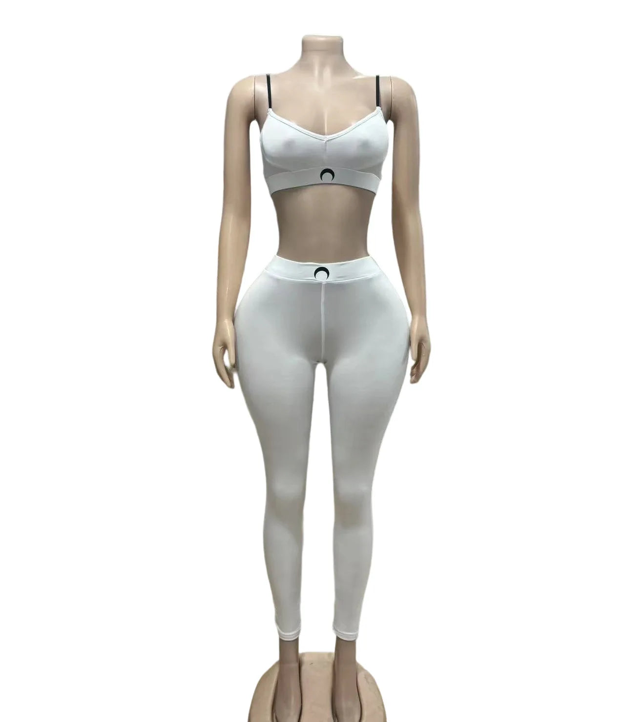 STYLISH LADY Letter Printed Workout 2 Piece Set Women Spaghetti Strap Crop Top and Skinny Pant Suits 2025 Summer Sports Outfits