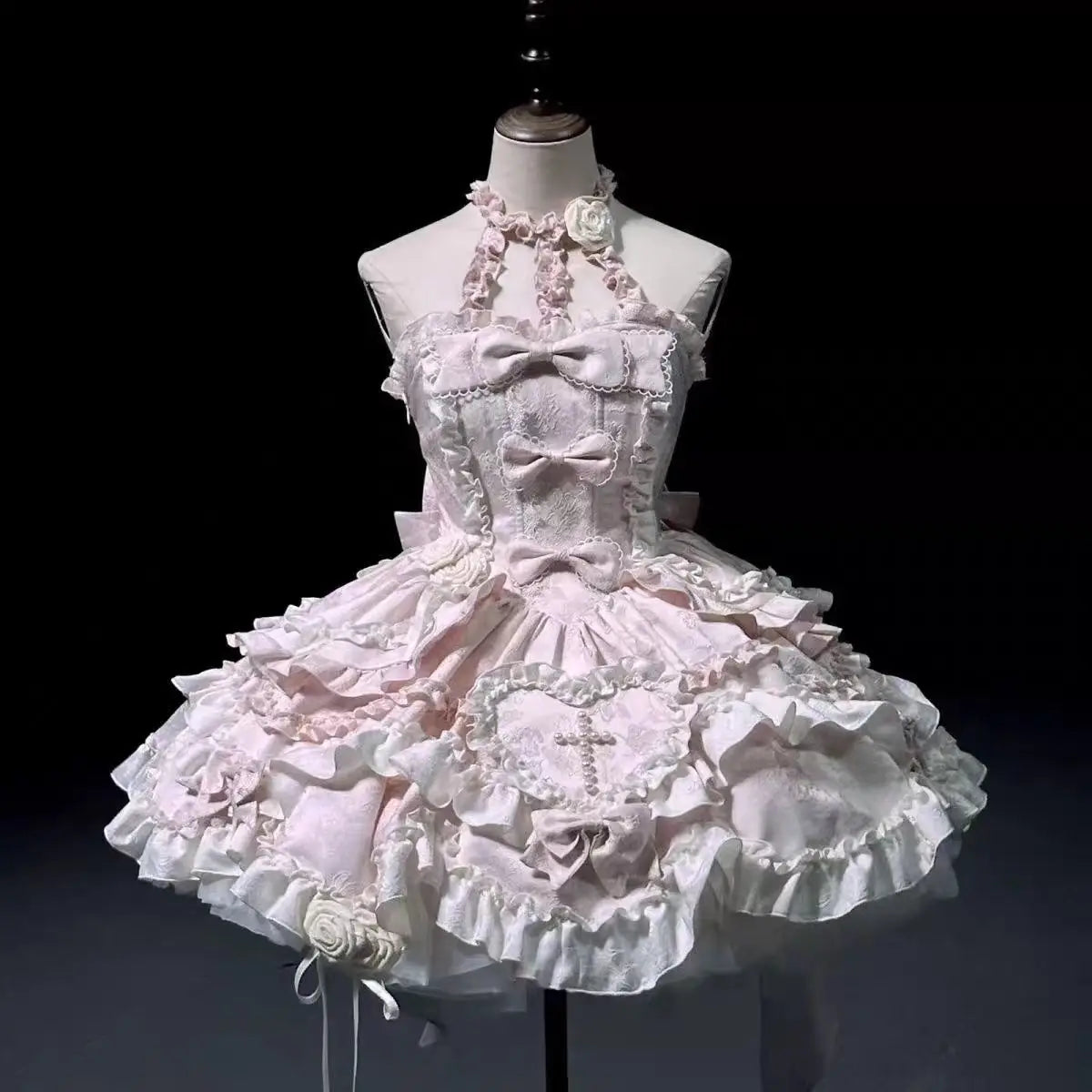Lovely Kawaii Slash Neck Slim Lolita Dress Women Sweet Design Bow Off Shoulder Sling Dresses Elegant Cute Pretty New Clothing
