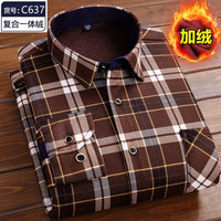 Autumn and Winter Men's Long-sleeved Fleece Shirt Thermal Shirt Plaid Jacket Clothes Men's Clothing Streetwear Men Shirts