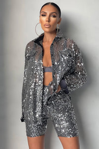 Elegant Sequins Blazers Women Long Sleeved Shiny Party Blazer Coat Silver Sequin Office Ladies Blazer Blouse Female