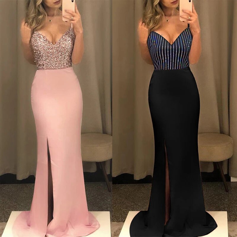 Kayotuas Women Dress Fashion Sequins Long Evening Cocktail Bodycon Party Ball Gown Formal Office Lady Beachwear Bikini Cover Up