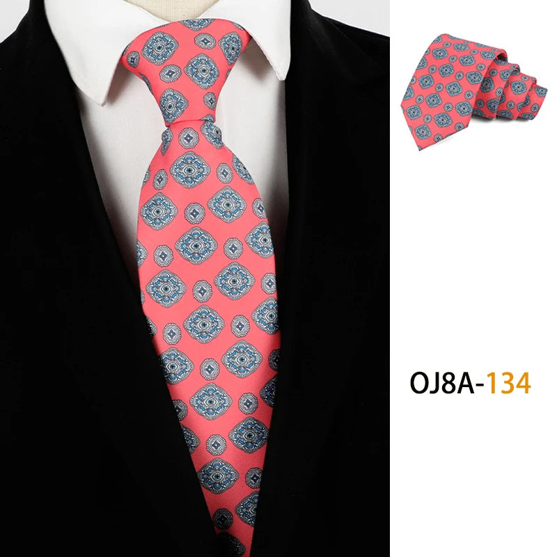 Fashion 8CM Mens Necktie Print Patterns Classic Neck Ties For Man Groom  Handfeel Polyester Necktie Business Wedding Accessories