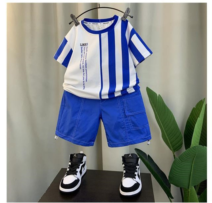 Boy Summer Clothing Suit New Children's Clothes Set Boys Short Sleeve T-Shirt Shorts 2 Piece Set Kids Sportswear Suit 2 4 6 8Y