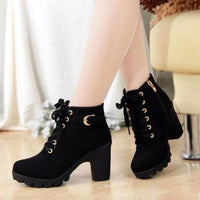 New spring Winter Women Pumps Boots High Quality Lace-up European Ladies shoes PU high heels Boots Fast delivery rtg67