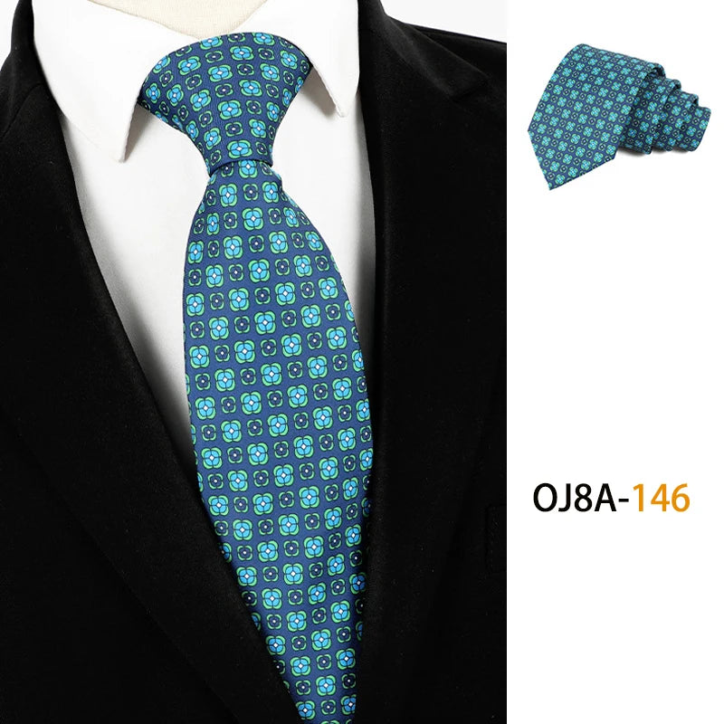 Fashion 8CM Mens Necktie Print Patterns Classic Neck Ties For Man Groom  Handfeel Polyester Necktie Business Wedding Accessories