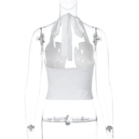 Sexy Steel Ring Type Wrapped Chest Hollow Out Tank Top Women Backless Bare Midriff Halter Crop Tops Tube Top Cropped Vest