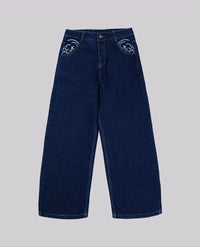 90s Retro Street Embroidery Jeans Male  R&B Solid Color Loose Straight Pants Female Y2K Harajuku Hip Hop  Punk Style  Men Jeans