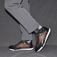Luxury Business Casual Genuine Natural Cowhide Leather Men's Oxford Sneakers Spring Autumn Crocodile Pattern Anti-slip Footwear
