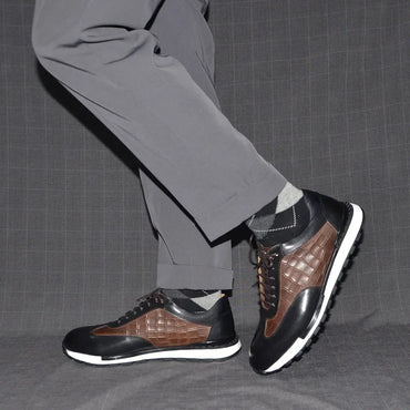 Luxury Business Casual Genuine Natural Cowhide Leather Men's Oxford Sneakers Spring Autumn Crocodile Pattern Anti-slip Footwear