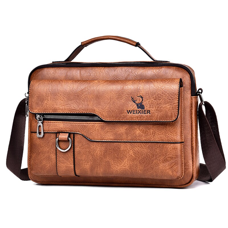 Weixier Men Shoulder Bag for 9.7 Ipad Men PU Leather Flaps Men's Crossbody Bag Business Flap Male Solid Messenger Bag Travel Bag