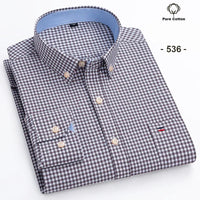 New in shirt Plus size 7xl 100%cotton Oxford long-sleeve shirts for man slim fit formal plain shirt plaid office elegant clothes