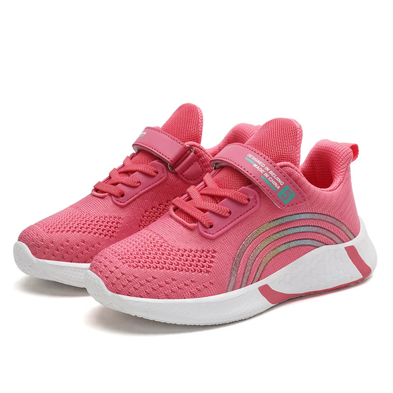 Spring Autumn Kids Girls Casual Shoes Child Breathable Mesh Sneakers Student's Anti-Slip Sport Walking Footwear Size 28-38