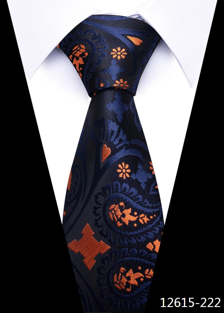 Newest Style 8 cm Necktie Man Blue Golden Striped Wedding Accessories Performance Tie Men Necktie Gravatas Fit Business