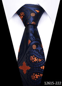 Newest Style 8 cm Necktie Man Blue Golden Striped Wedding Accessories Performance Tie Men Necktie Gravatas Fit Business