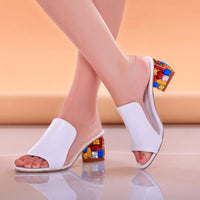 Women's Slippers Fashion Crystal Shoes High Heel Open Toe