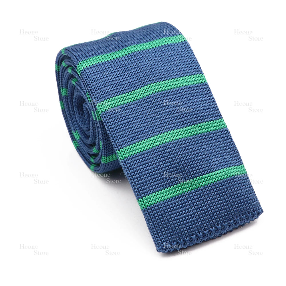 Novelty Chic Knitted Ties For Men Women Red Green Grey Woven Necktie Plaid Geometric Pattern Skinny Slim Narrow Winter Cravat