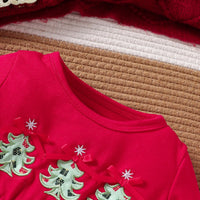 Baby Spring Autumn Clothers Girls Christmas Embroidered Clothes T With Striped Flared Pants Set Fashionable Casual Girl Clothing