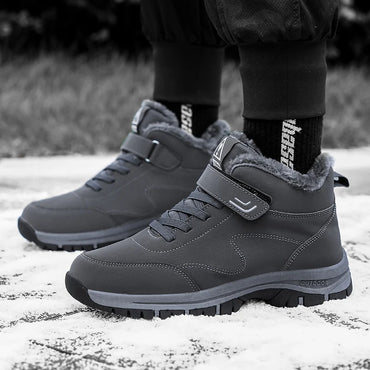 New Winter Boots for Men Waterproof PU Leather Warm Snow Ankle Boots Outdoor Warm plush Non-slip Work High-top Casual Shoes