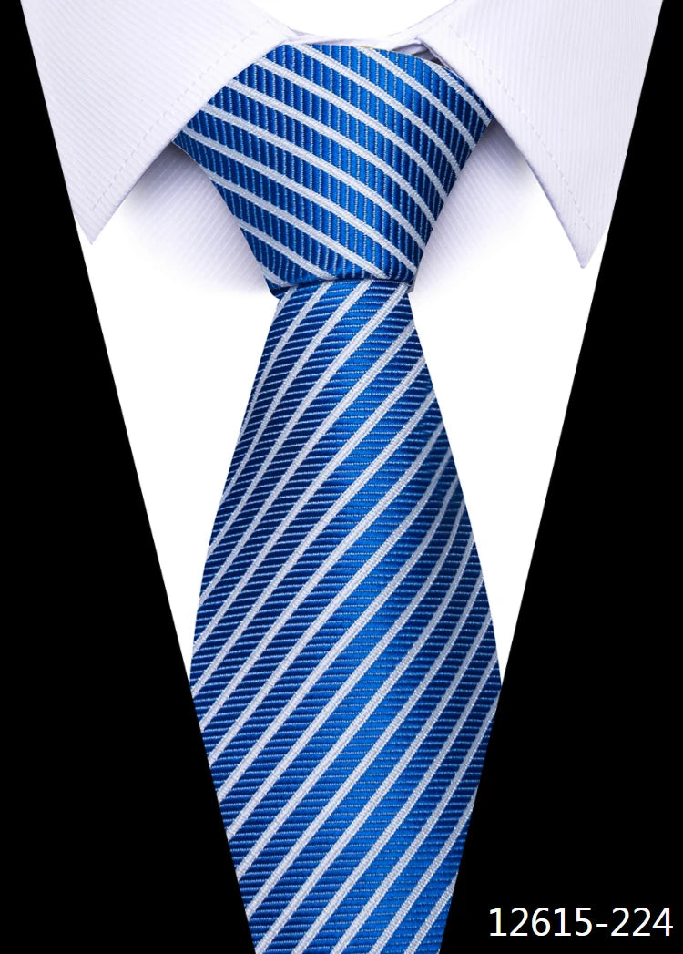 Newest Style 8 cm Necktie Man Blue Golden Striped Wedding Accessories Performance Tie Men Necktie Gravatas Fit Business