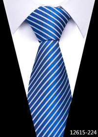 Newest Style 8 cm Necktie Man Blue Golden Striped Wedding Accessories Performance Tie Men Necktie Gravatas Fit Business