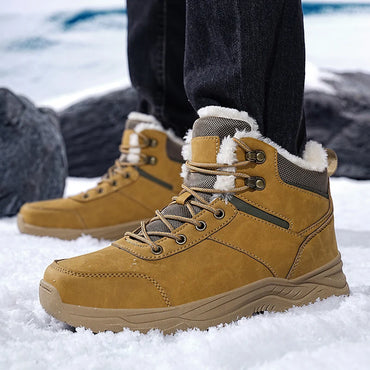 Brand Winter Men's Boots Warm Men's Snow Boots High Quality Leather Waterproof Men Sneakers Outdoor Men Hiking Boots Work Shoes