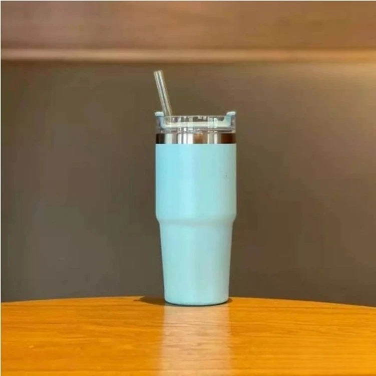 30OZ 304 Stainless Steel Insulated Cup Large Capacity Straw Coffee Travel Cup Cold and Heat Keeping Car Cup Thermos Tumbler
