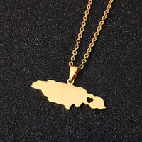 Fashion Jamaica Map Pendant Necklace for Women Men Gold Color Jamaicans Party Engagement Annivers Stainless Steel Jewelry Gifts