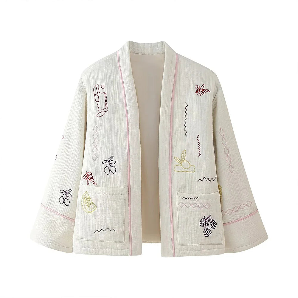 Winter new fashionable women's clothing casual elegant design sense European and American embroidered cotton jacket