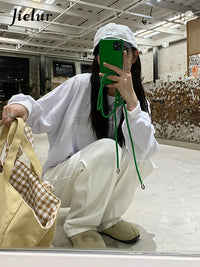 Fashion Street Casual Woman Jeans Summer New High Waist Loose Women Jeans Simple Basic Slim Straight Pants Female Chicly