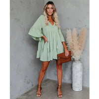 Cute Ruffle Maternity Dresses Summer Casual Pregnancy Pleated Dress For Pregnant Women Flare Sleeve Clothes Loose Woman Clothing