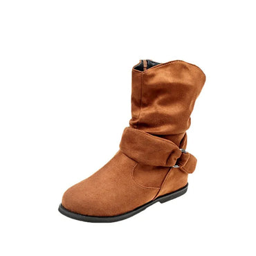 Botines Fashion Women Boot Suede and Calf Fashion Boot Fall Low Heel Foot Cover British Wind Platform Boot Large Size Women Shoe