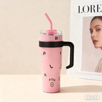 1200ml 304 stainless steel insulated cup, ice cup, large capacity portable straw cup, can keep hot water and can keep ice