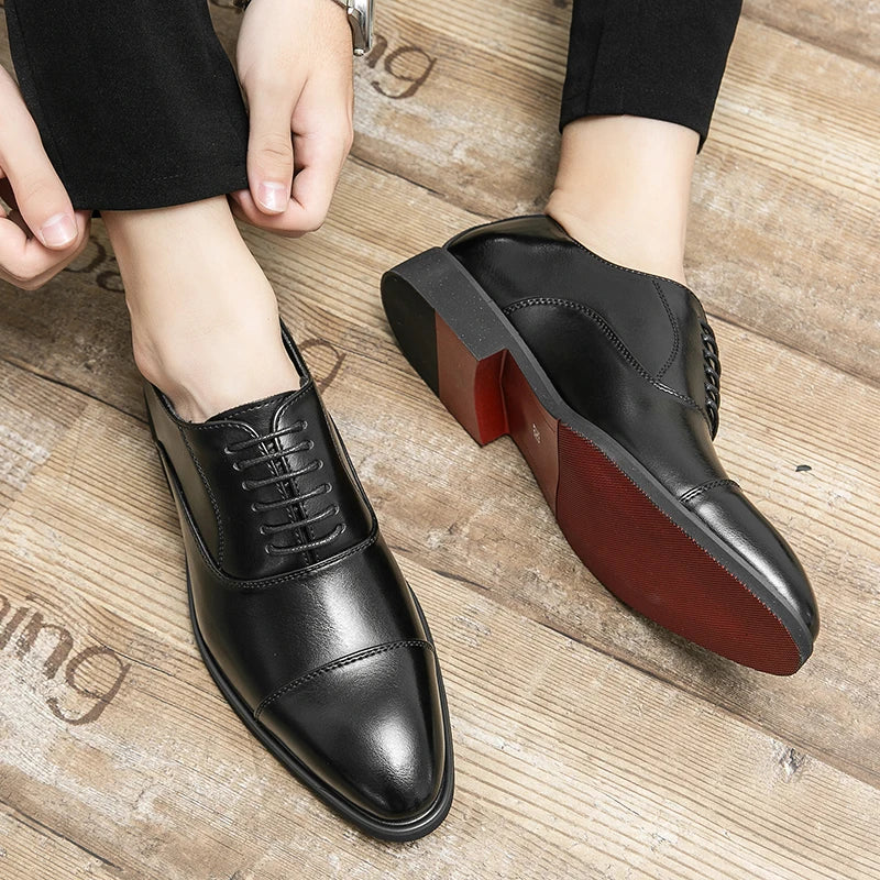 Men's Red Sole Oxford Shoes Business Office  Breathable Lace-up Shoes for Men  Chaussure Homme